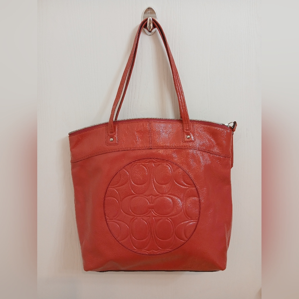 Coach Laura Coral Pink Patent Leather Tote.